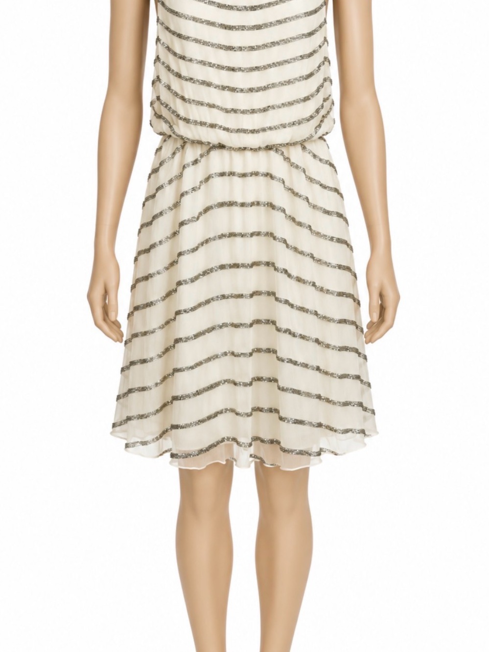Alice + Olivia Cream Mini Dress with Sequined Stripes